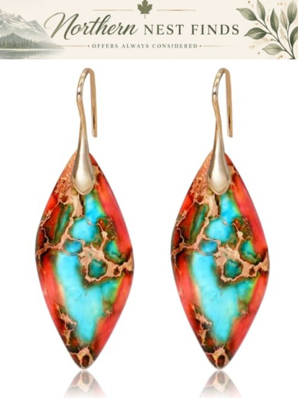 Natural Stone Dangle Drop Earrings Boho Alloy Women's Jewelry